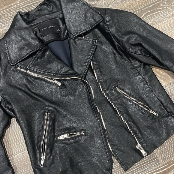 Olivaceous - Faux Leather Jacket with Zippers (L) - Picture 2 of 4